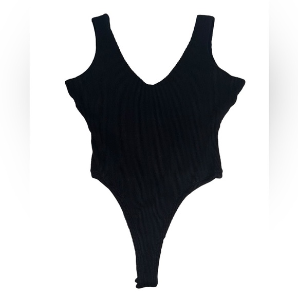 Anthropologie The Odell’s Brie Thong Tank Bodysuit Black Size Medium NWT - Picture 1 of 11